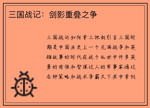 三国战记：剑影重叠之争